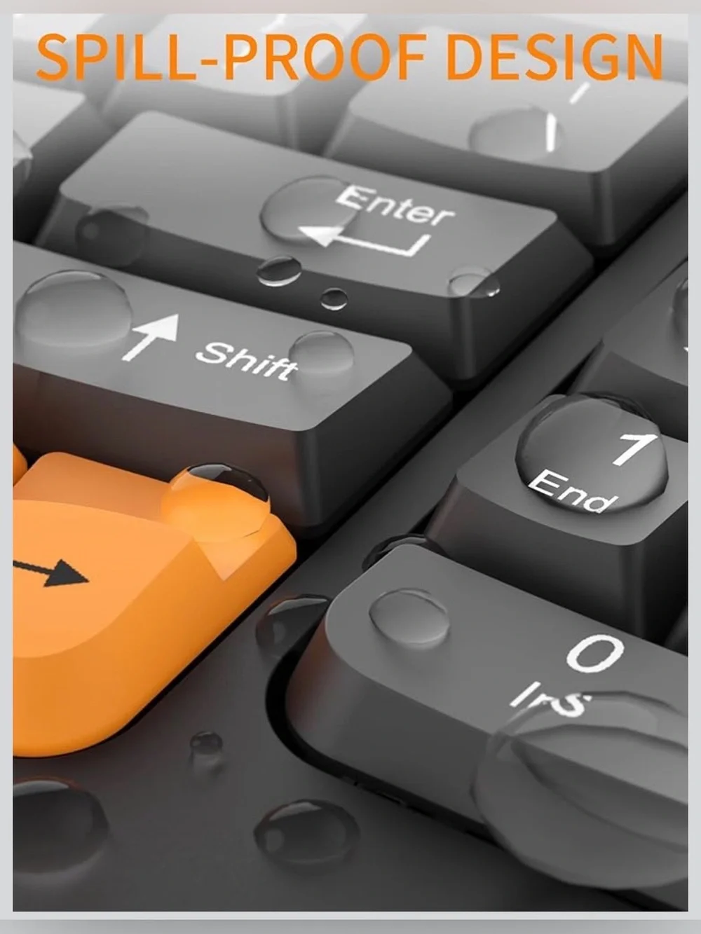 RECCAZR || Ergonomic Wireless Keyboard with Orange Accent Keys
